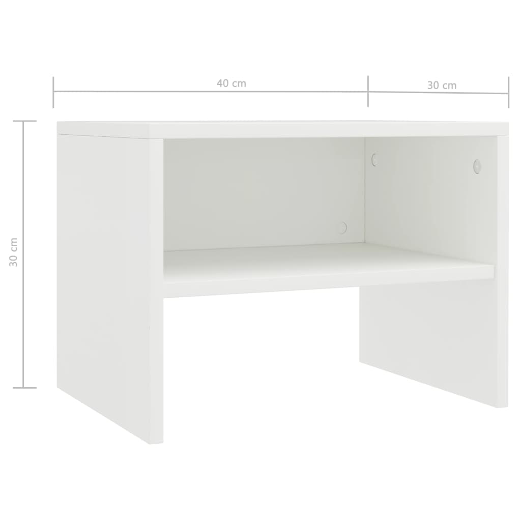 vidaXL خزانة جانب السرير أبيض 40×30×30 سم خشب حبيبي
