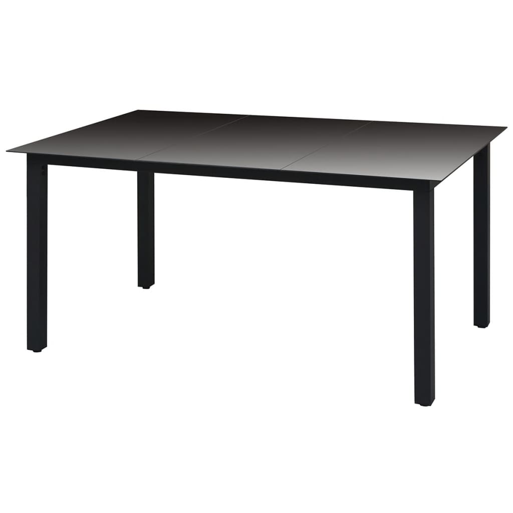 vidaXL طاولة حديقة أسود 150×90×74 سم ألومنيوم وزجاج