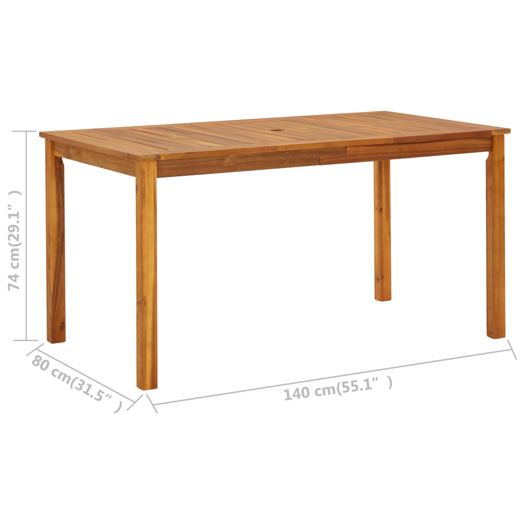 vidaXL طاولة حديقة 140×80×74 سم خشب أكاسيا صلب