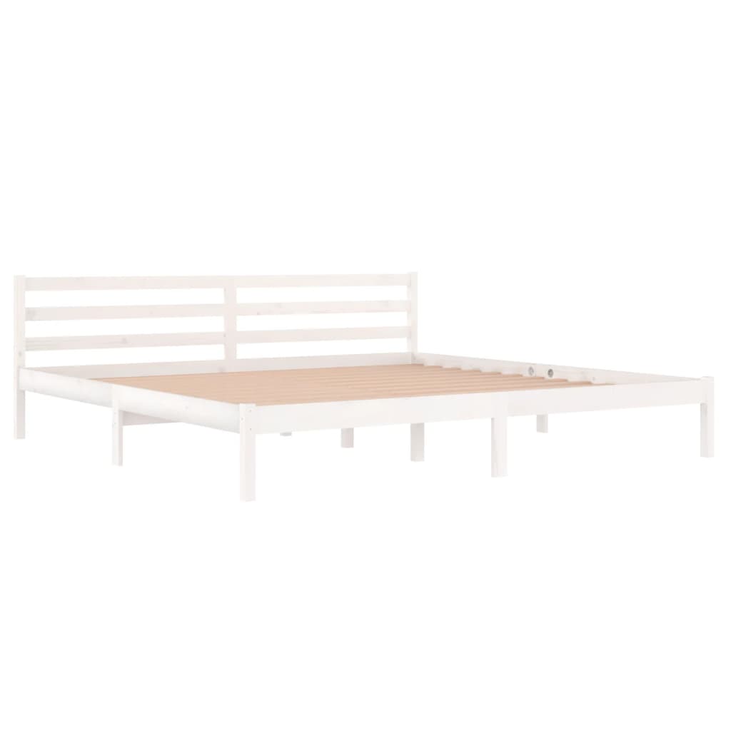 vidaXL إطار سرير خشب صنوبر صلب 200×200 سم أبيض