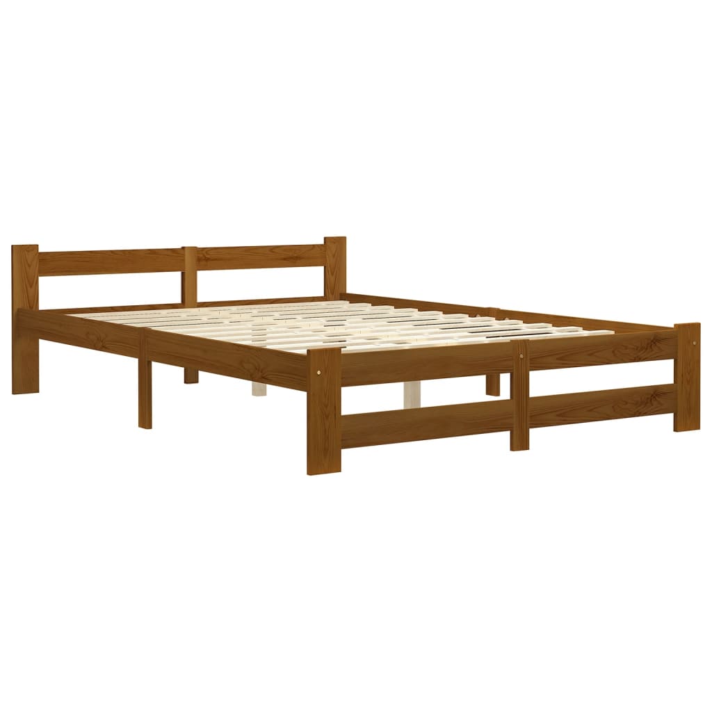 vidaXL إطار سرير بني عسلي خشب صنوبر صلب 120×200 سم