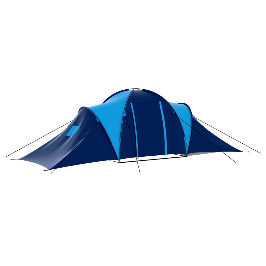 vidaXL خيمة تخييم قماش 9 أشخاص أزرق داكن وأزرق