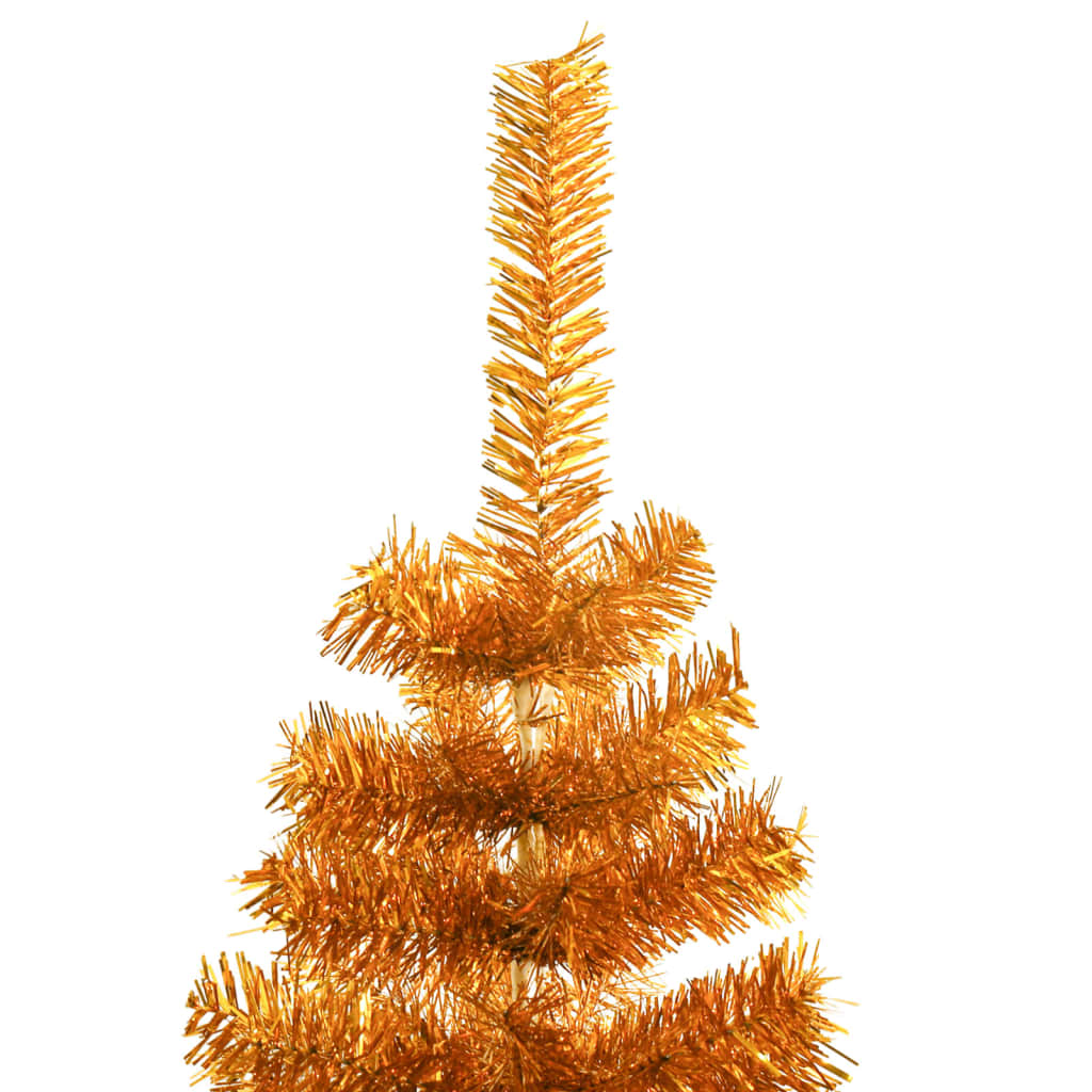 vidaXL شجرة كريسماس صناعية مع حامل ذهبي 150 سم PET