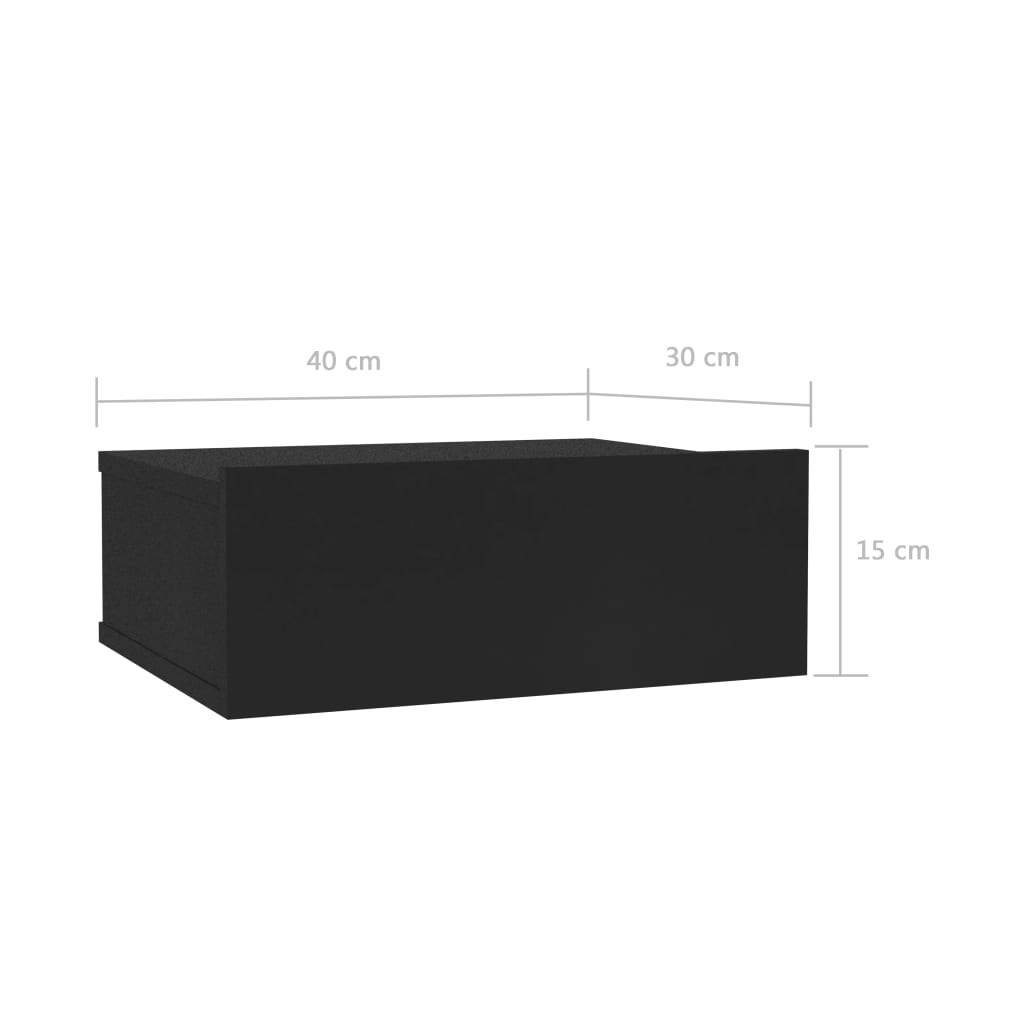 vidaXL منضدة سرير عائمة 2 ق أسود 40×30×15 سم خشب مضغوط