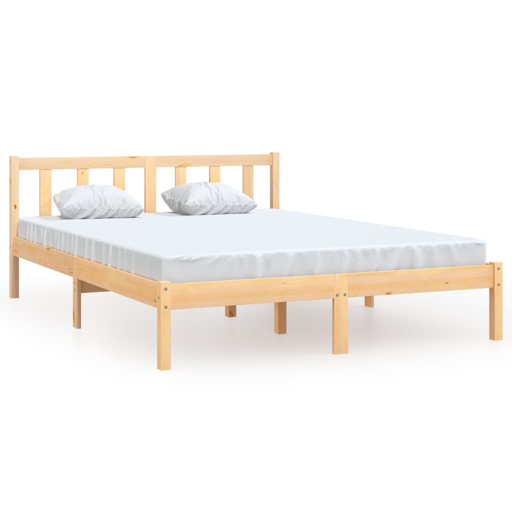 vidaXL إطار سرير خشب صنوبر صلب 150×200 سم حجم كينج