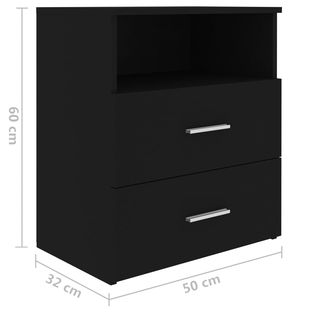 vidaXL خزانة سرير أسود 50×32×60 سم