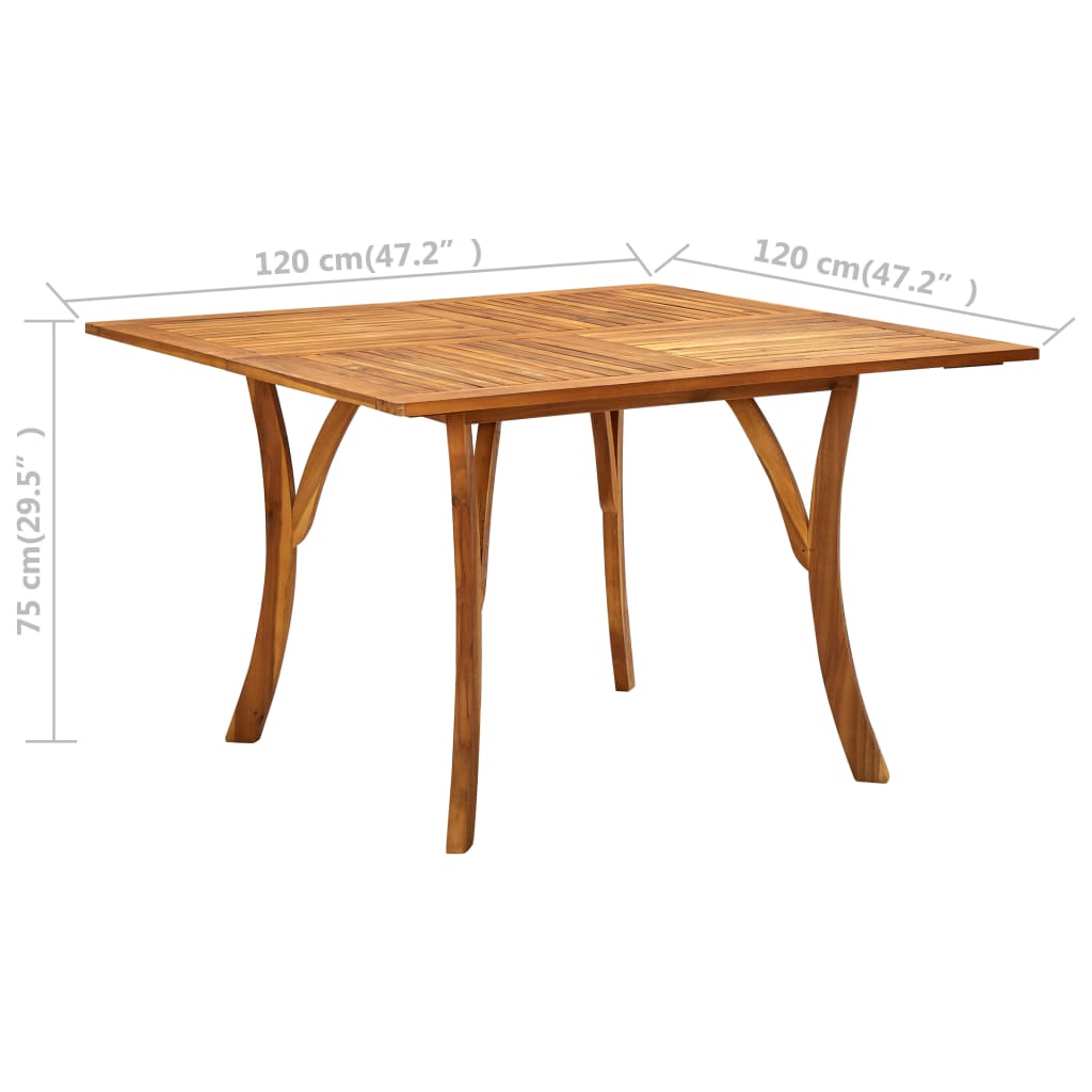 vidaXL طاولة حديقة 120×120×75 سم خشب أكاسيا صلب