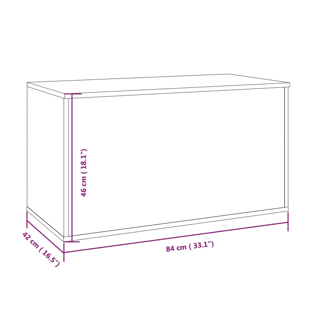 vidaXL صندوق تخزين سونوما رمادي 84×42×46 سم خشب صناعي