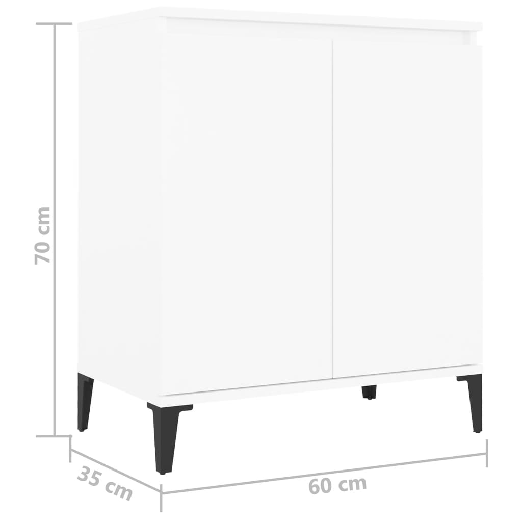 vidaXL خزانة جانبية أبيض 60×35×70 سم خشب حُبيبي