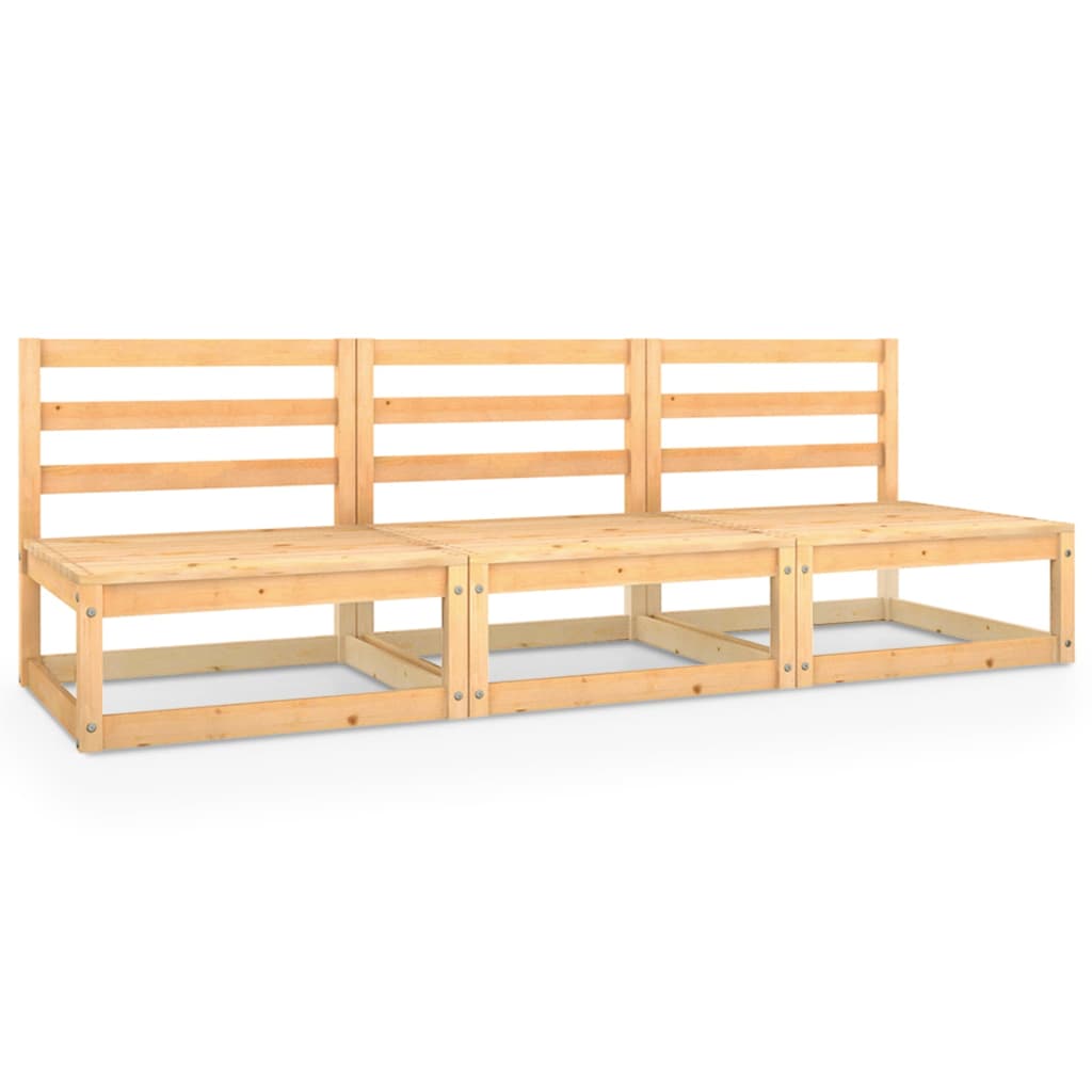 vidaXL أريكة حديقة 3-مقاعد خشب صنوبر صلب