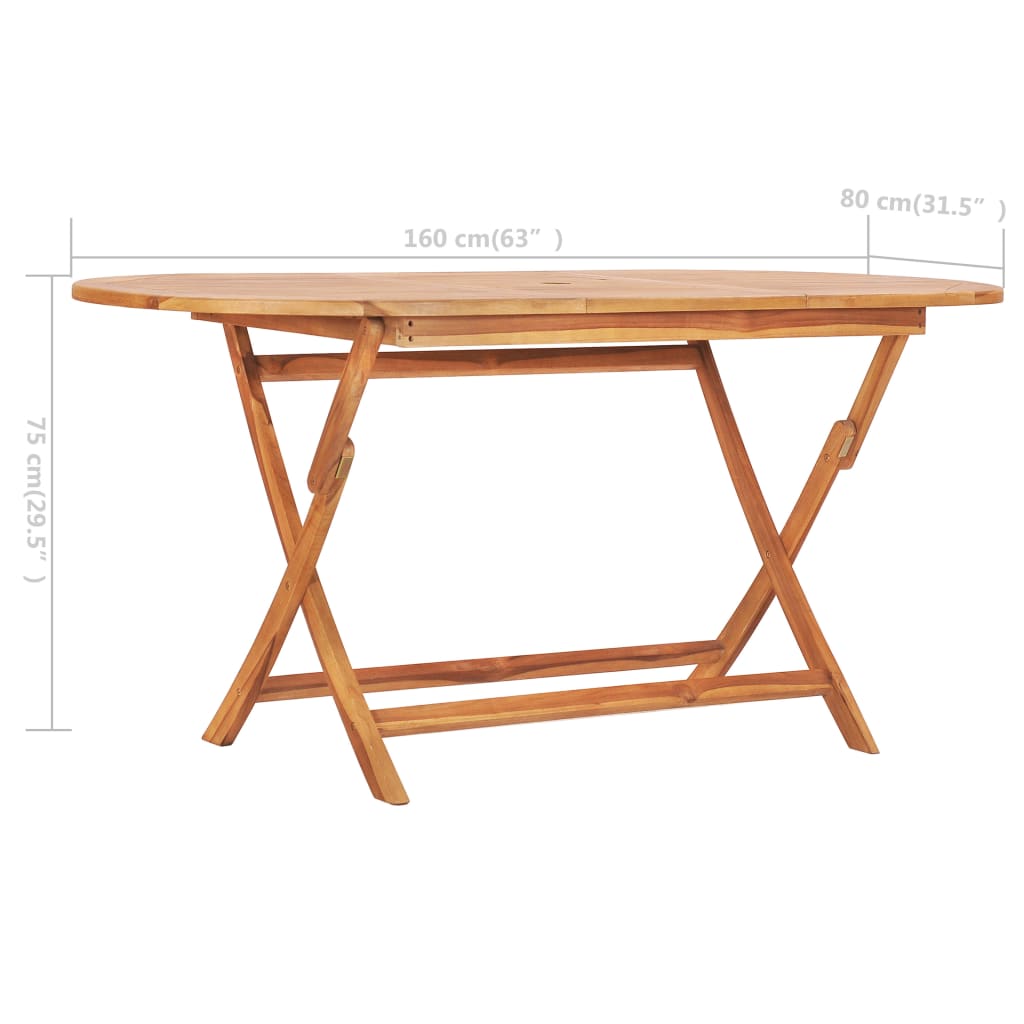 vidaXL طاولة حديقة قابلة للطي 160×80×75 سم خشب ساج صلب