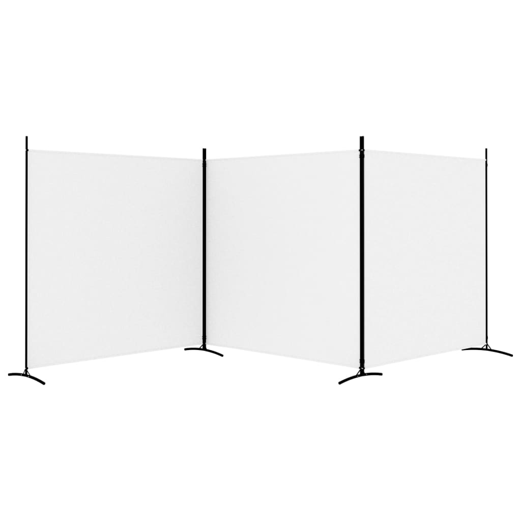vidaXL مقسم غرفة 3-ألواح أبيض 525×180 سم قماش