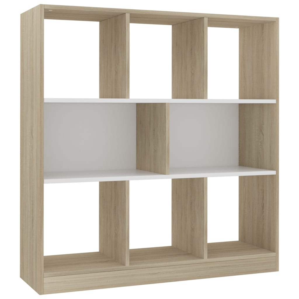 vidaXL 802098 vidaXL Book Cabinet White and Sonoma Oak 97,5x29,5x100 cm Chipboard (AU/US only)