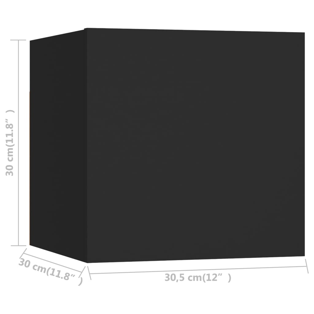 vidaXL خزانات تلفزيون جدارية 2 قطع أسود 30x30x30.5 سم
