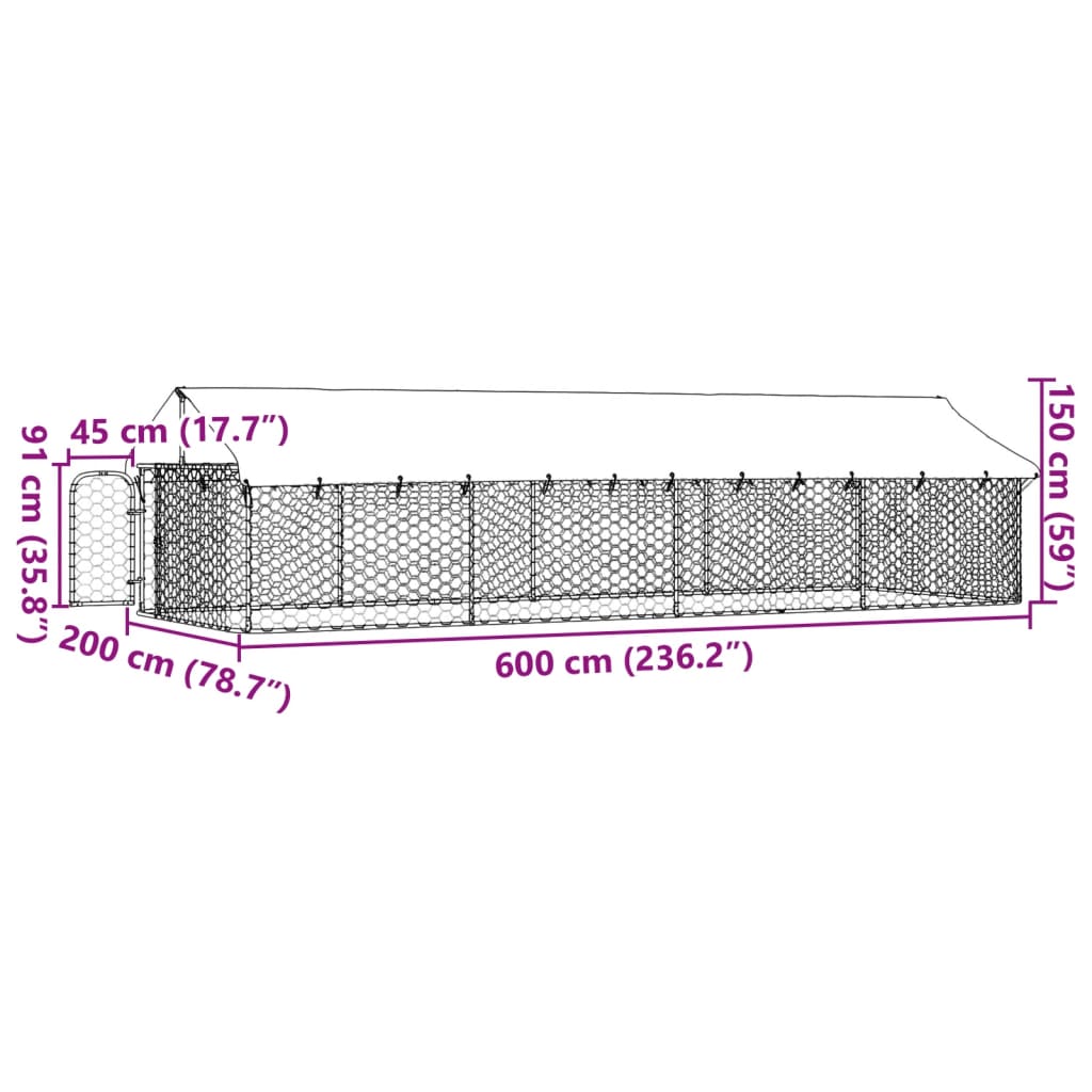 vidaXL منزل كلب خارجي مع سقف 150x200x600 سم