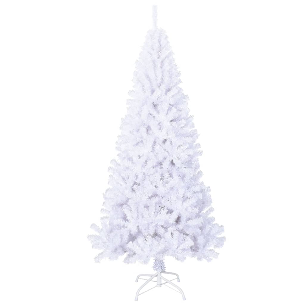 vidaXL شجرة كريسماس صناعية ذات أغصان كثيفة أبيض 210 سم PVC