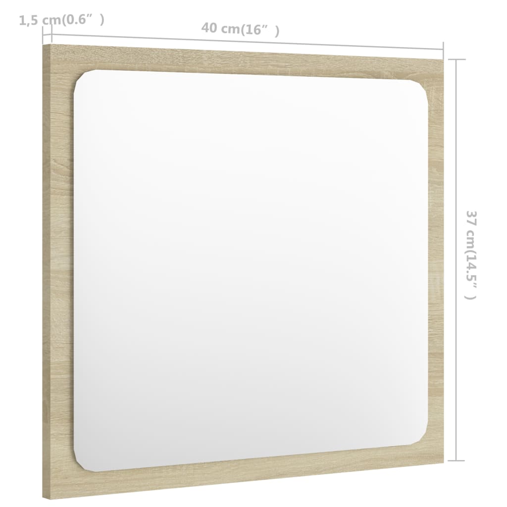 vidaXL مرآة حمام سونوما أوك 40×1.5×37 سم خشب حبيبي