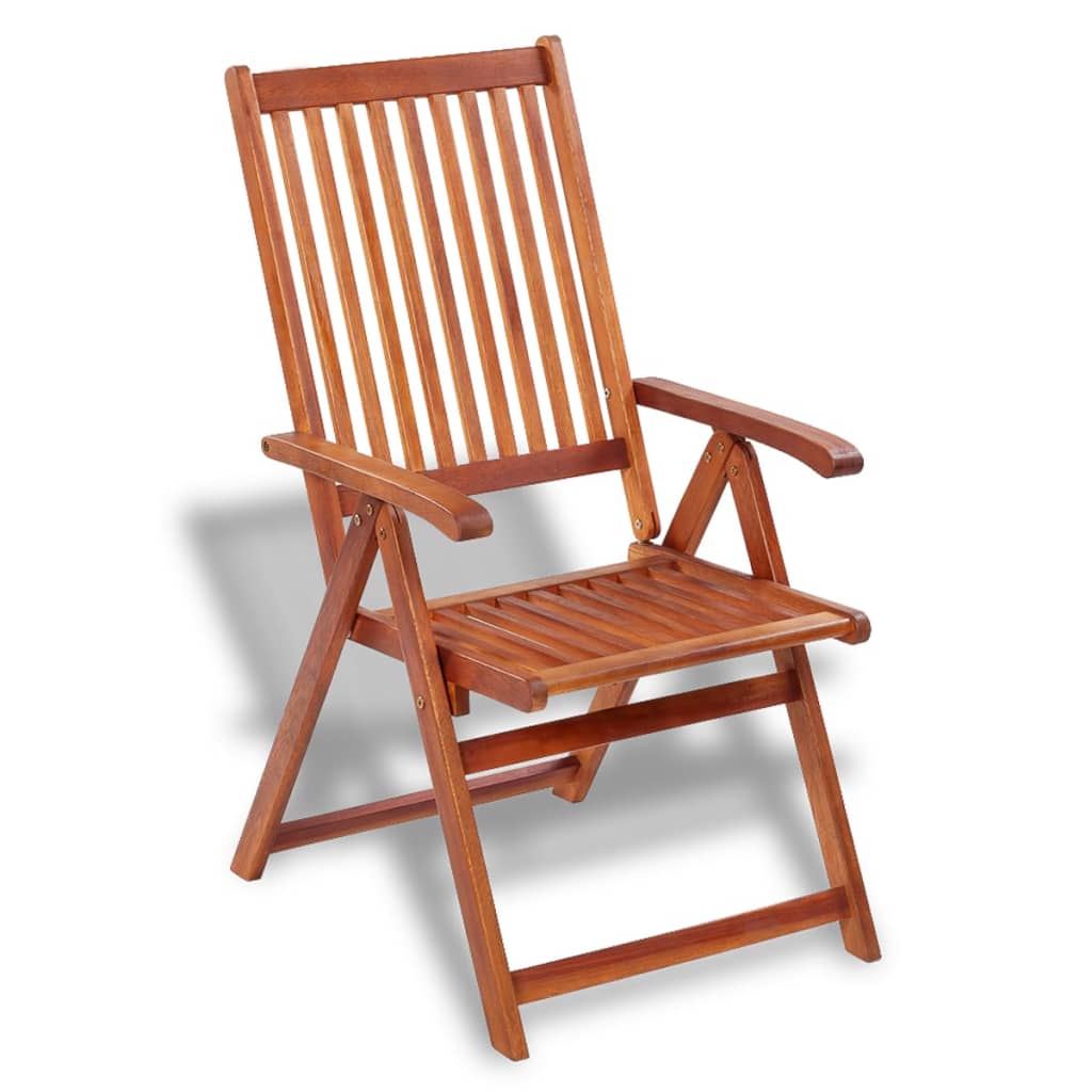 vidaXL كرسي حديقة قابل للطي 2 ق خشب أكاسيا صلب بني