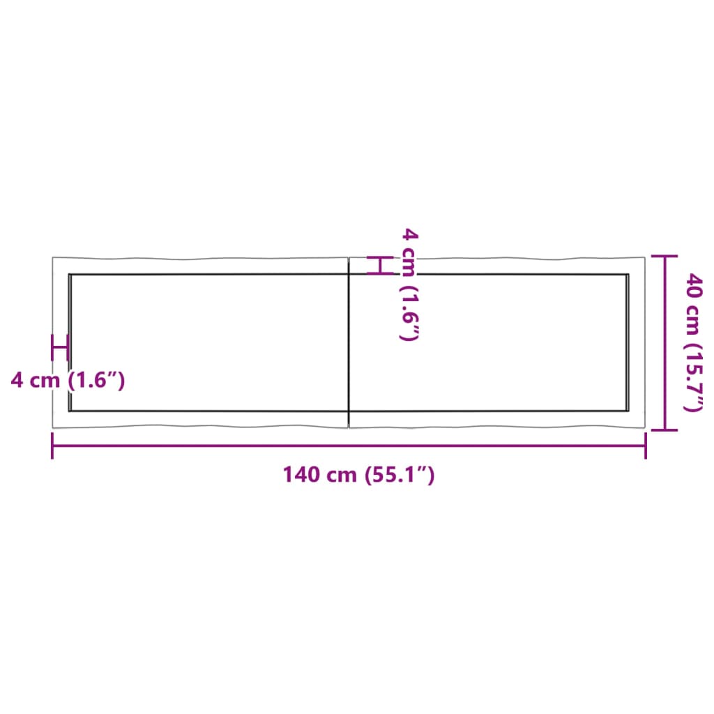 vidaXL سطح طاولة لون بني فاتح 140*40*(2-4) سم خشب صلب معالج وحواف خام