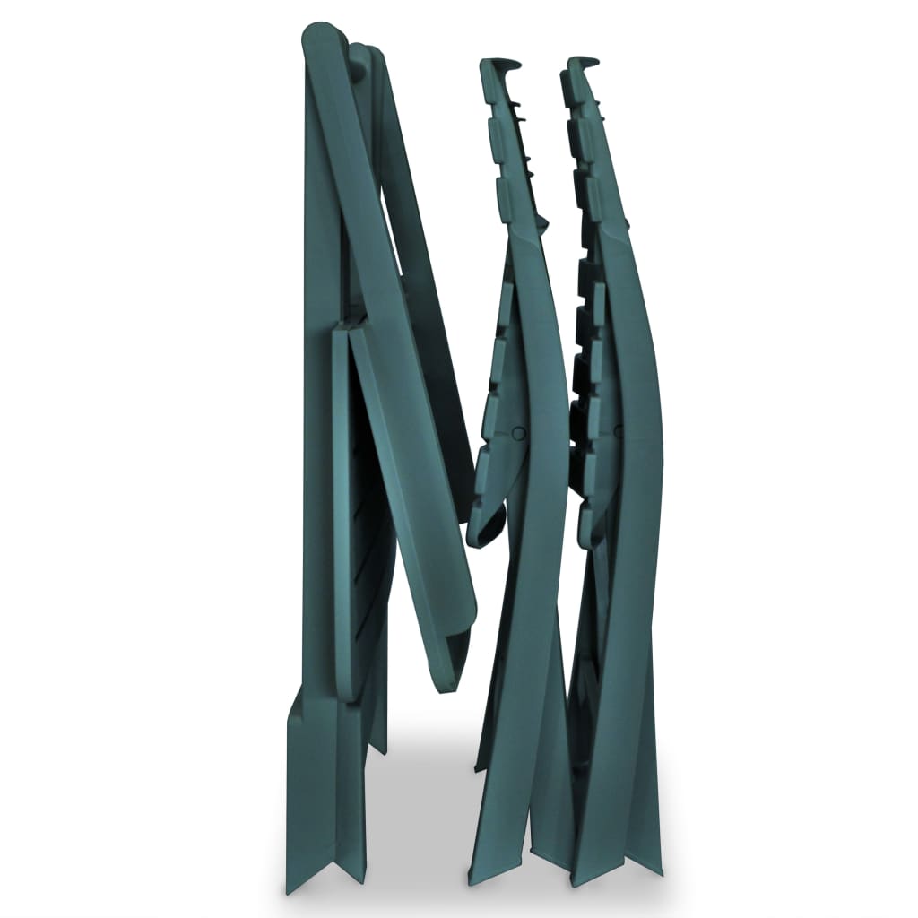 vidaXL طقم بيسترو قابل للطي 3 قطع بلاستيك أخضر