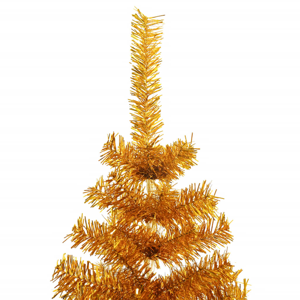 vidaXL شجرة كريسماس صناعية مع حامل ذهبي 180 سم PET
