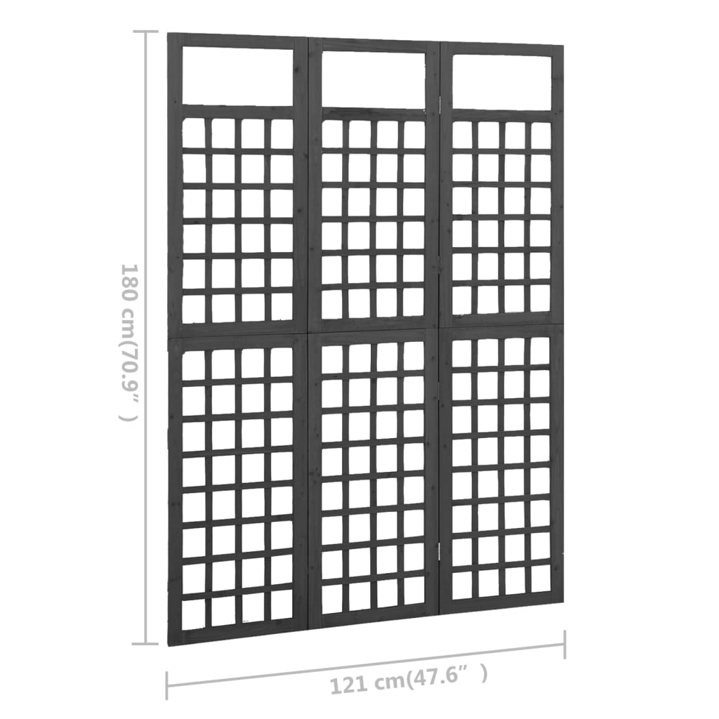 vidaXL مقسم غرفة/تعريشة 3 ألواح خشب تنوب صلب 121×180 سم