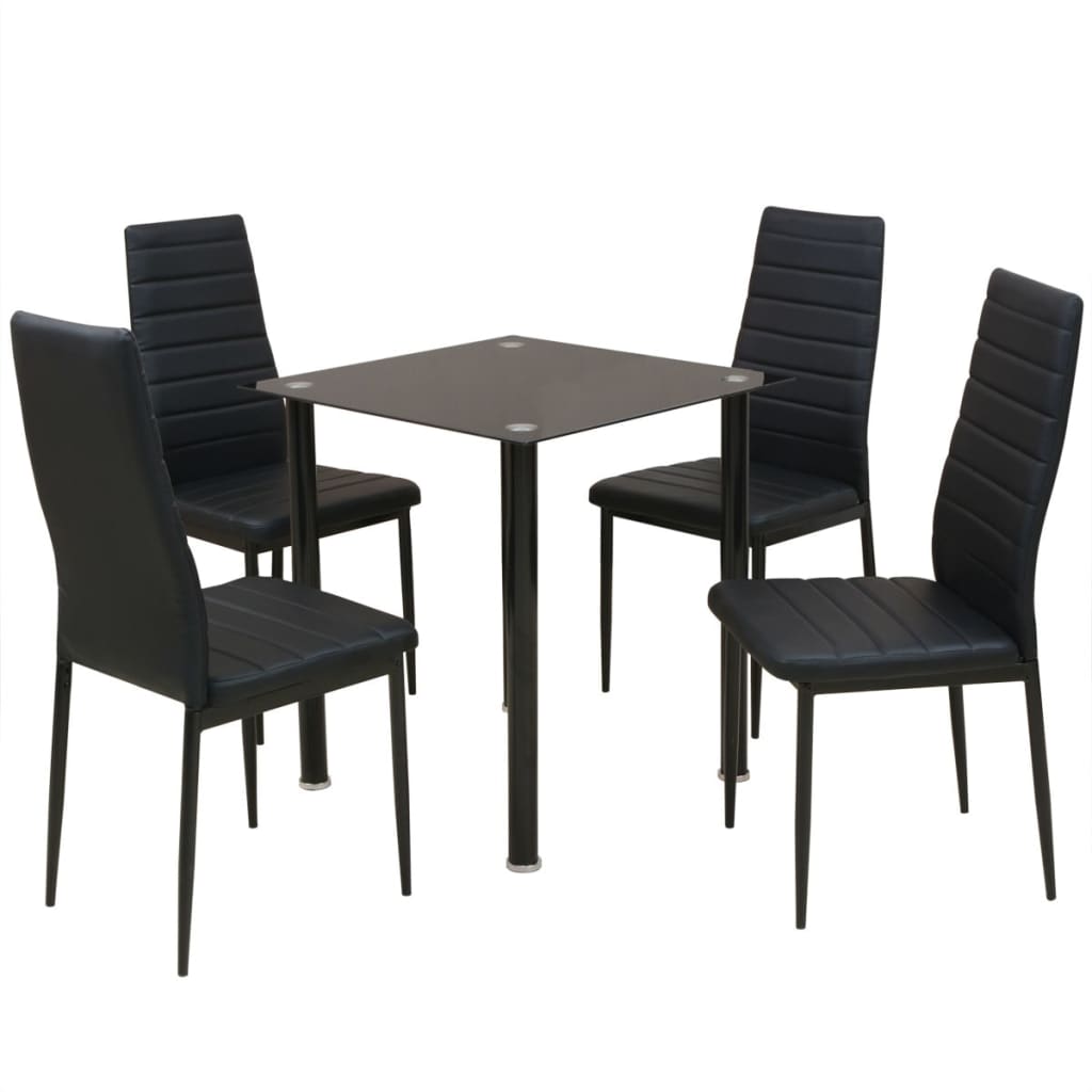 vidaXL طقم خمس قطع طاولة طعام وكراسي أسود