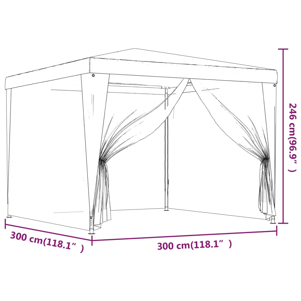vidaXL خيمة حفلات مع 4 جدران جانبية شبكية أنثراسيت 3×3 م HDPE