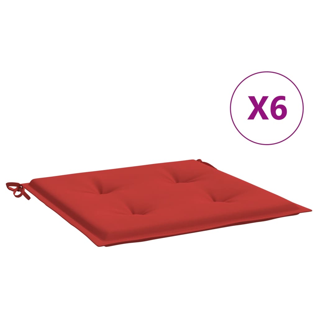 vidaXL وسائد كرسي 6 ق أحمر 50×50×3 سم قماش