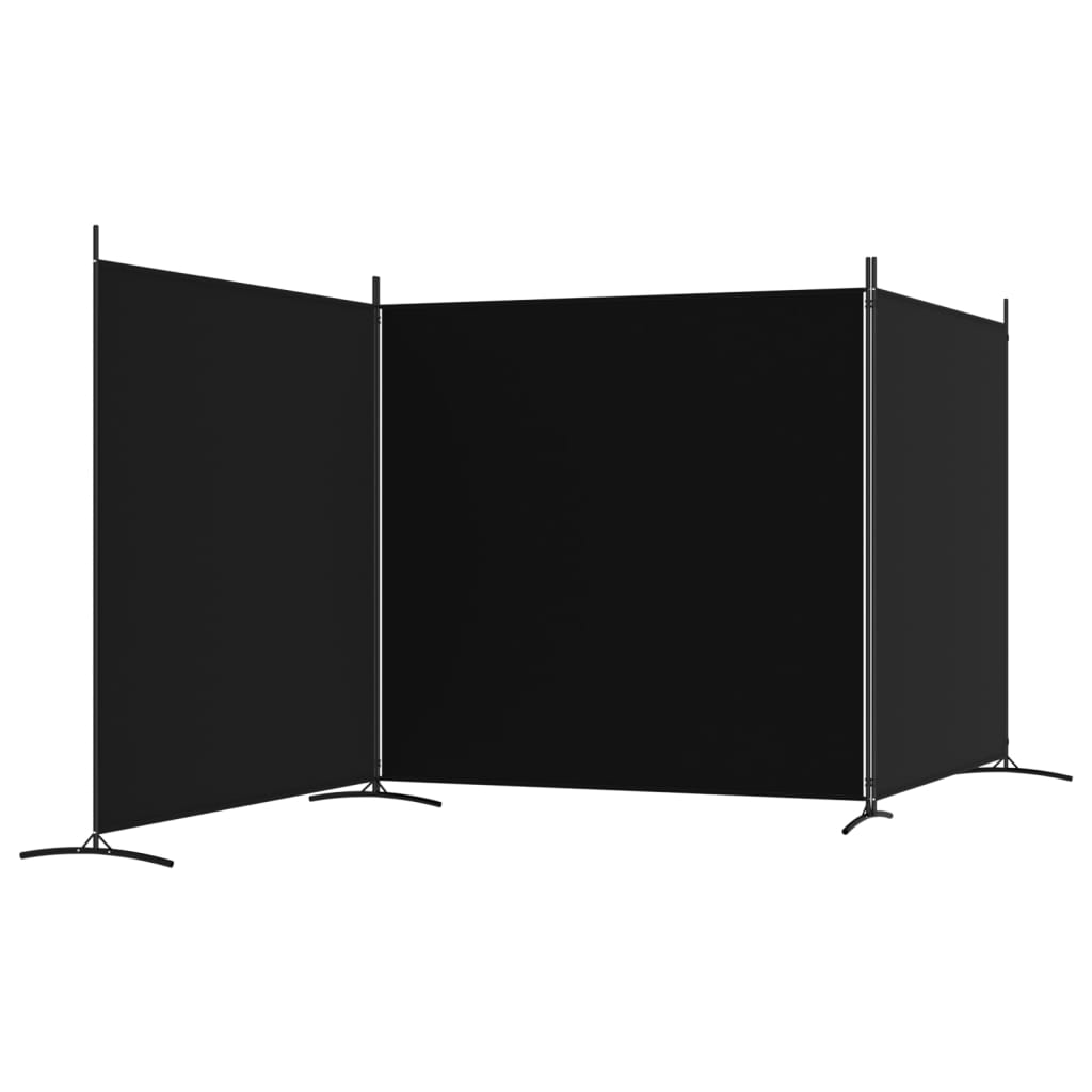 vidaXL مقسم غرفة 3-ألواح أسود 525×180 سم قماش