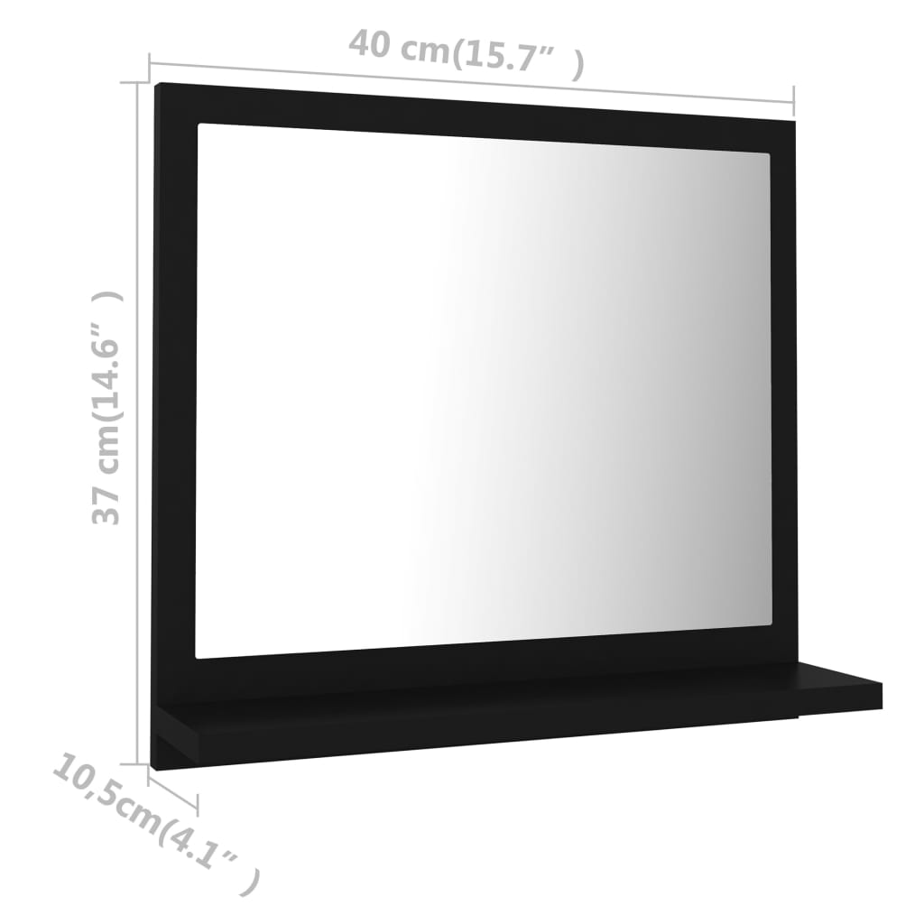 vidaXL مرآة حمام أسود 40×10.5×37 سم خشب حبيبي