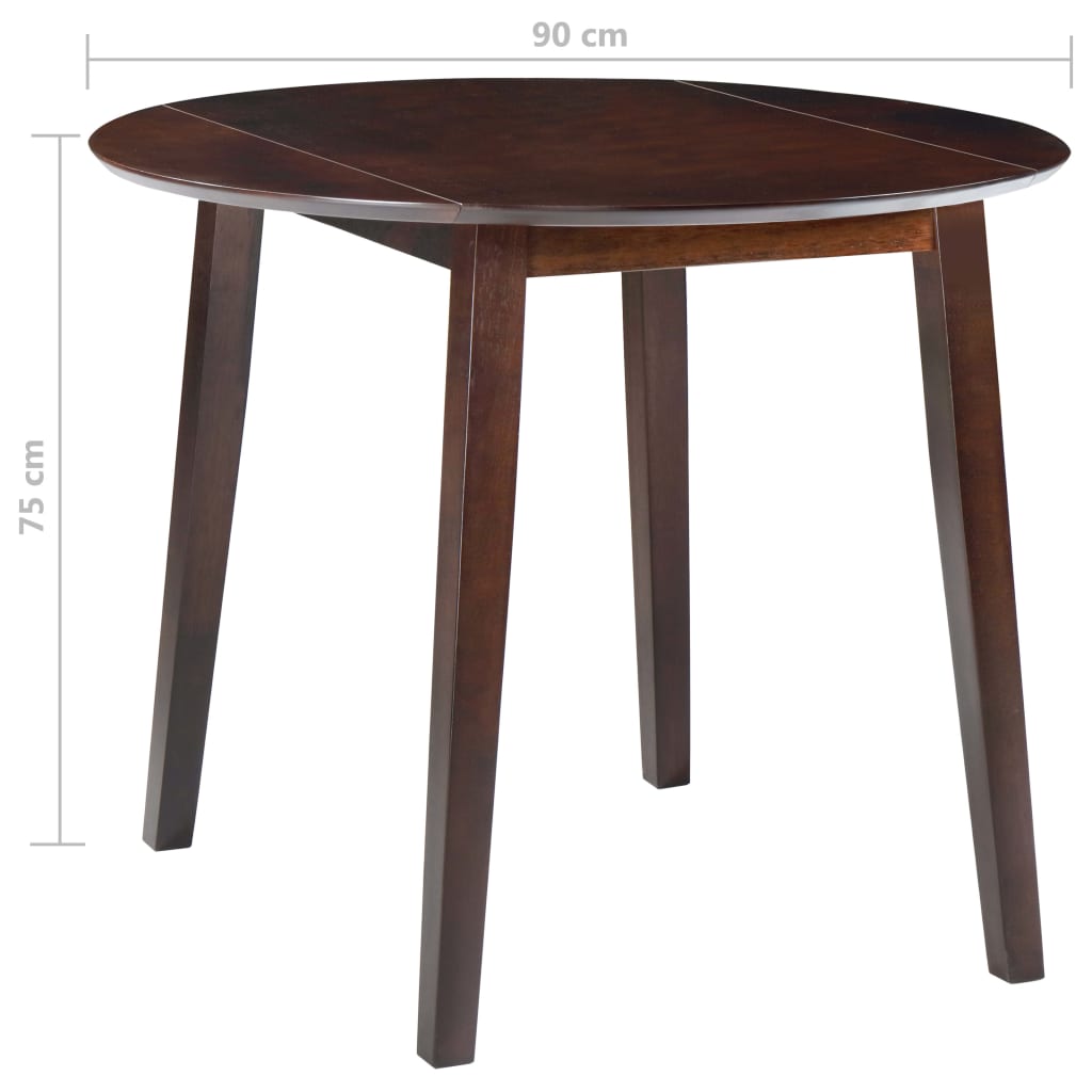 vidaXL طاولة سفرة بالأجنحة القابلة للطي مستديرة خشب MDF بني