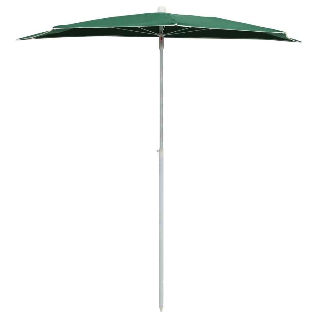 vidaXL مظلة حديقة نصفية مع عمود 180×90 سم أخضر