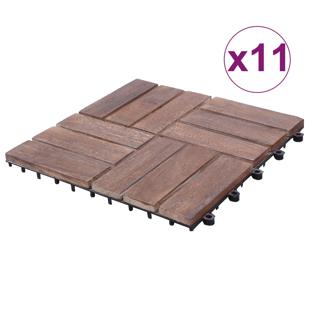 vidaXL بلاط أرضية 11 قطعة 30×30 سم خشب صلب مستصلح