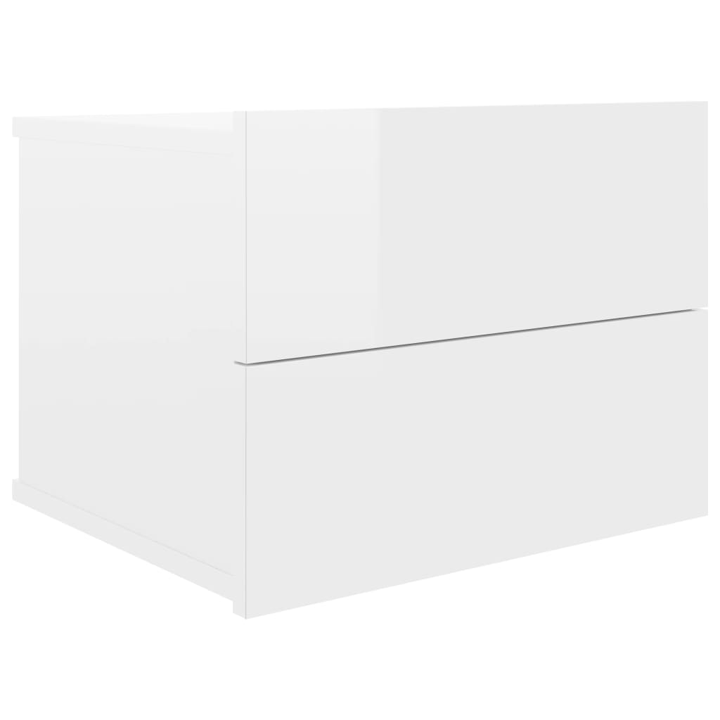 vidaXL خزانة سرير جانبية أبيض لامع 40×30×30 سم خشب مضغوط