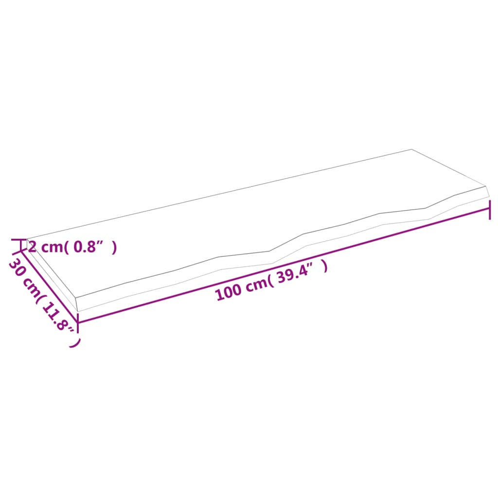 vidaXL رف حائط لون بني فاتح 2x30x100 سم خشب بلوط صلب معالج