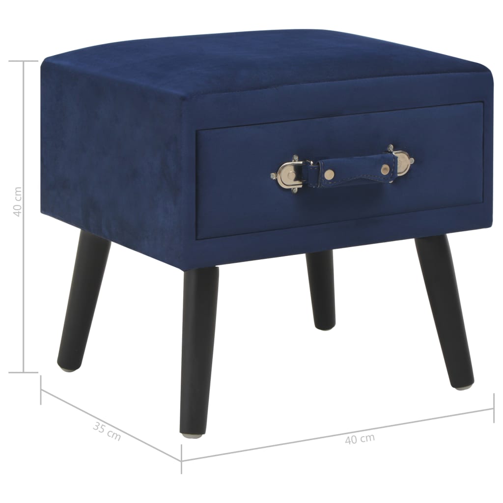 vidaXL خزانة سرير جانبية أزرق 40×35×40 سم مخمل