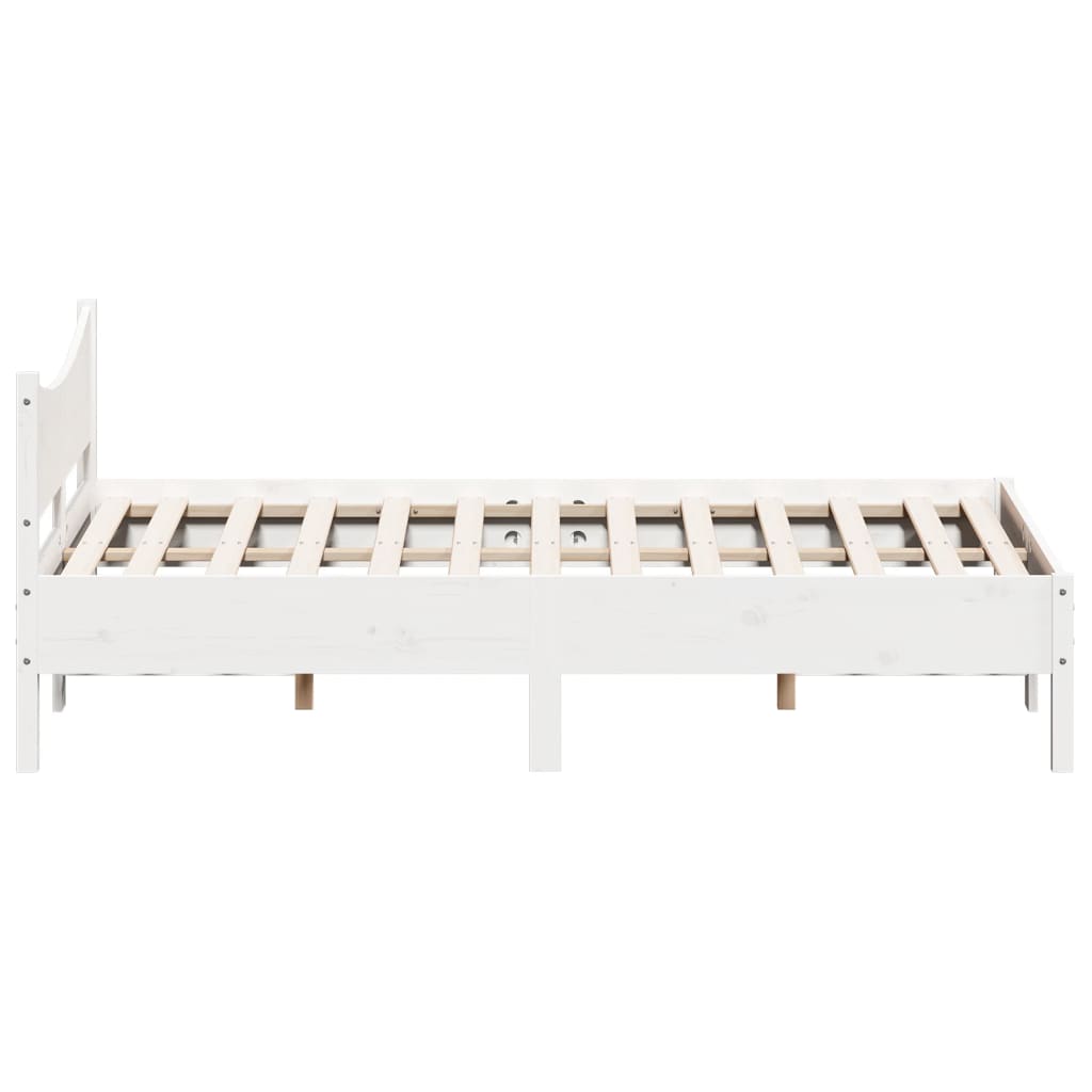 vidaXL إطار سرير لون أبيض 190x120 سم خشب صلب صنوبر