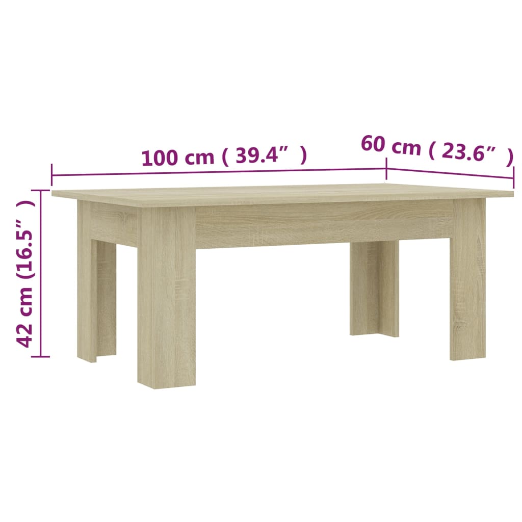 vidaXL طاولة قهوة سونوما أوك 100×60×42 سم خشب صناعي