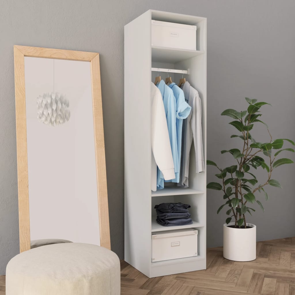 vidaXL خزانة ملابس أبيض 50×50×200 سم خشب مضغوط