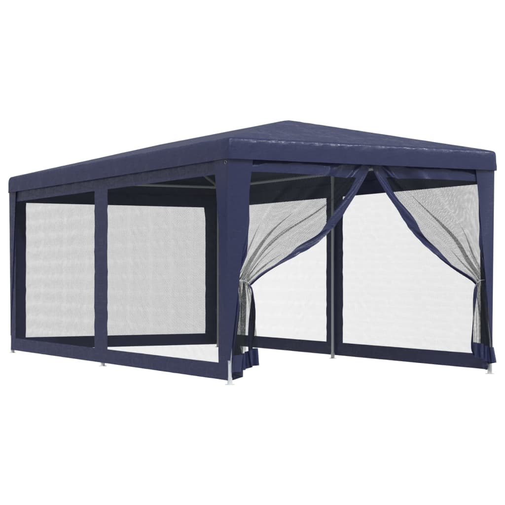 vidaXL خيمة حفلات ذات 6 جدران جانبية شبكية أزرق 3×6 م HDPE