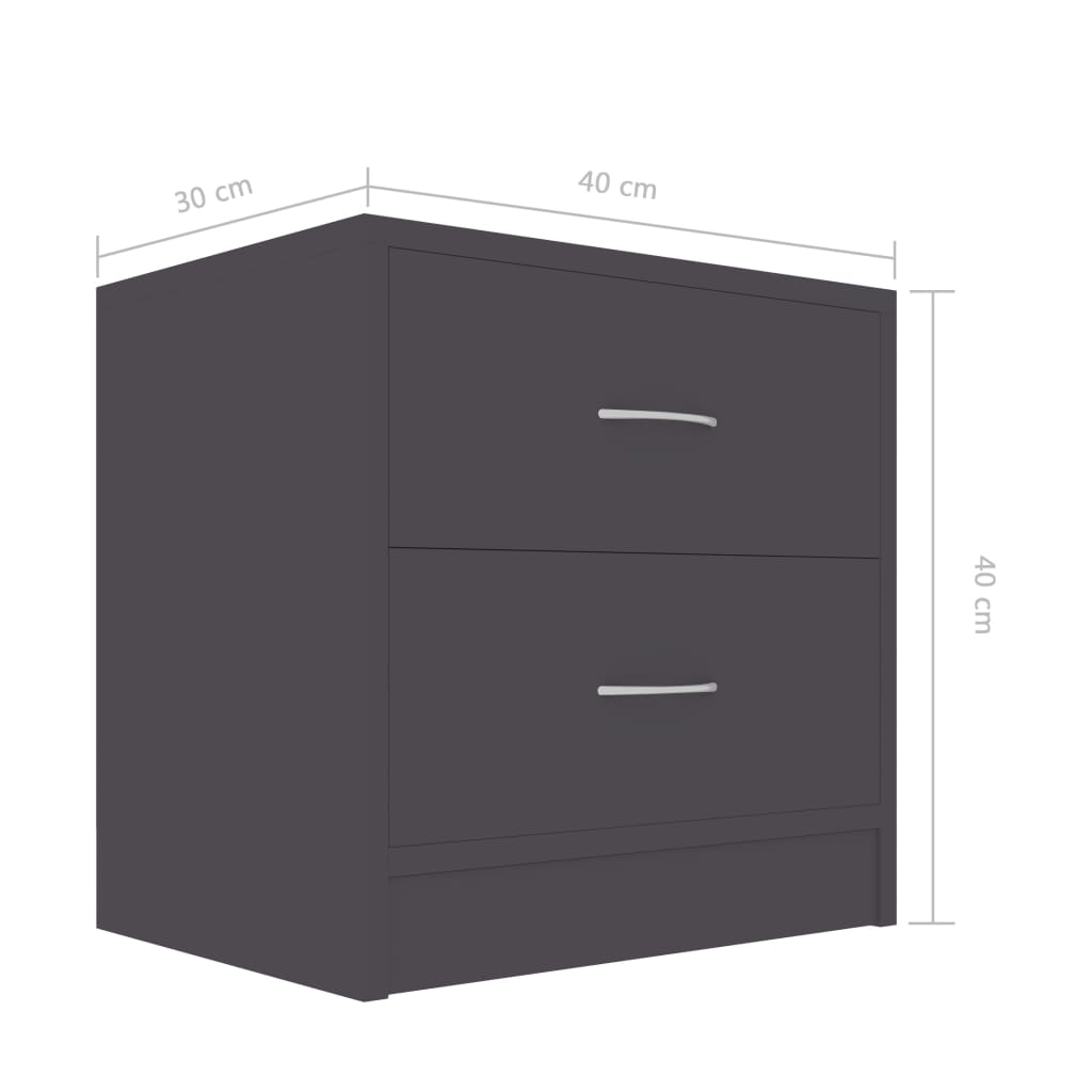 vidaXL خزانة سرير جانبية رمادي 40×30×40 سم خشب مضغوط