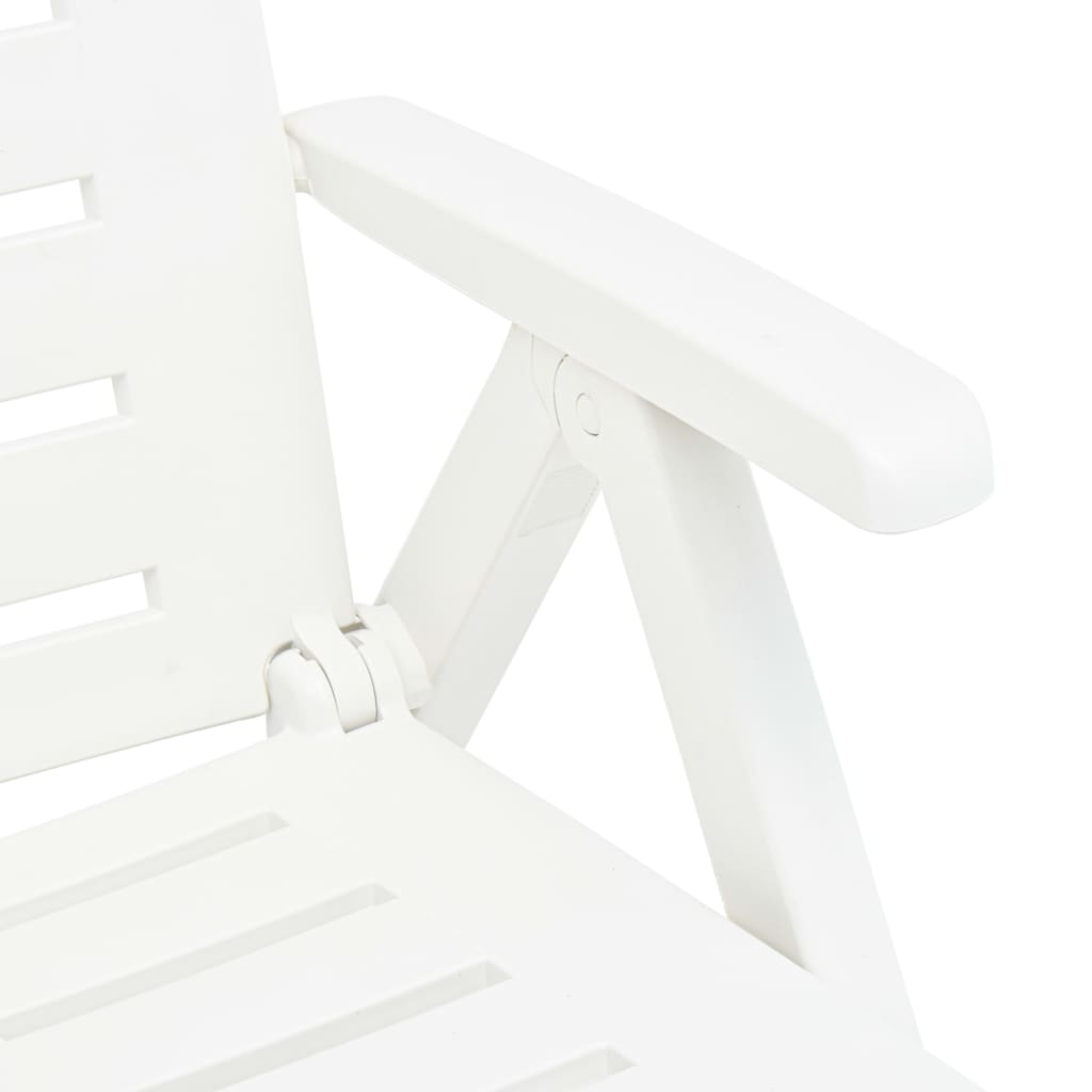 vidaXL كرسي تشمّس قابل للطي بلاستيك أبيض