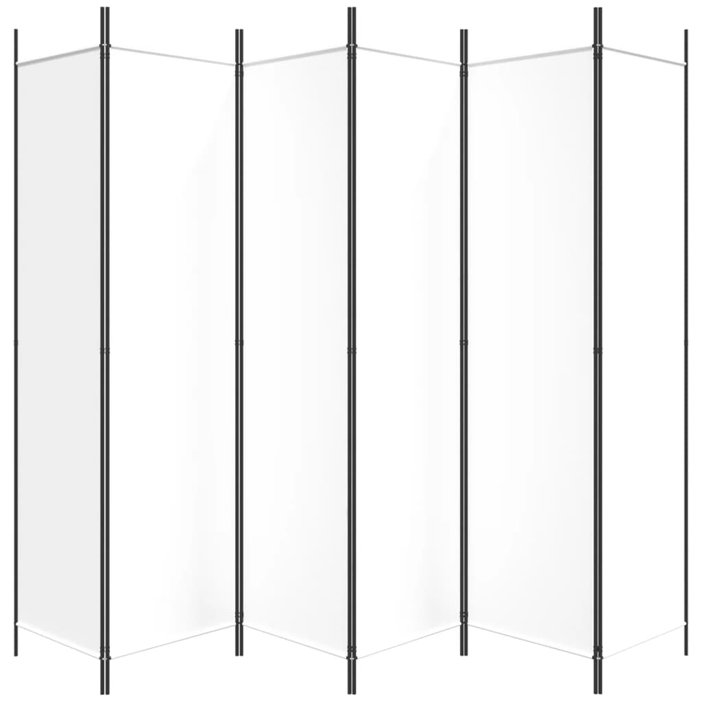 vidaXL مقسم غرفة 6-ألواح أبيض 300×200 سم قماش