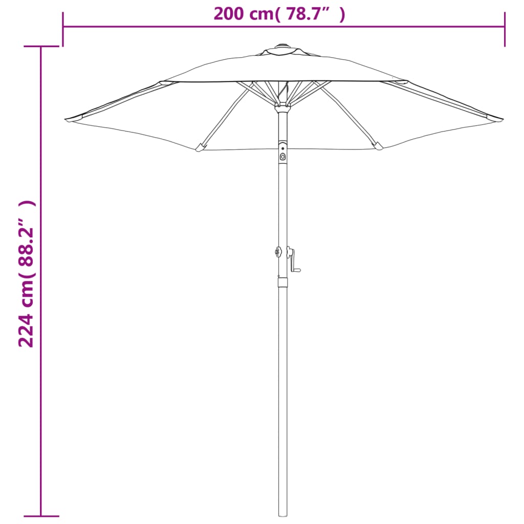 vidaXL حامل مظلة شمسية أبيض رملي 200×211 سم ألومنيوم