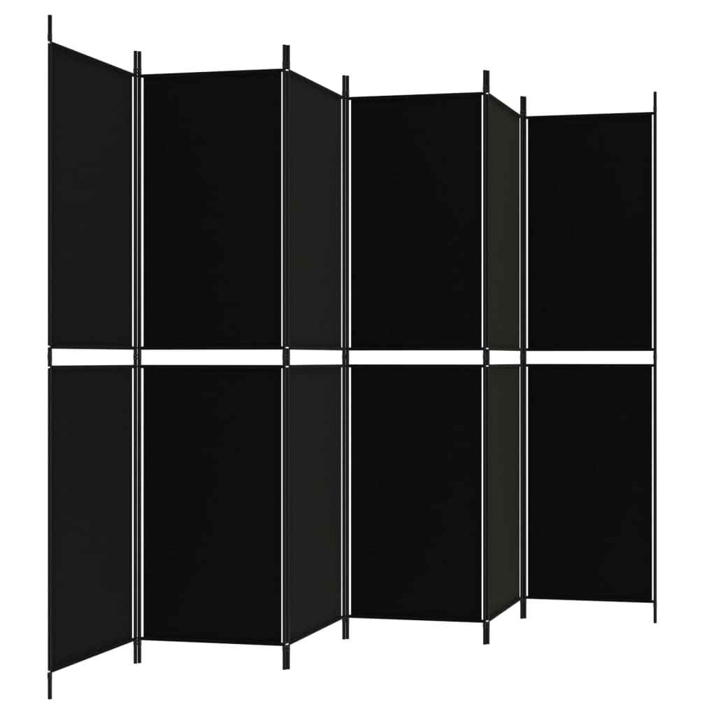 vidaXL مقسم غرفة 6-ألواح أسود 300×200 سم قماش