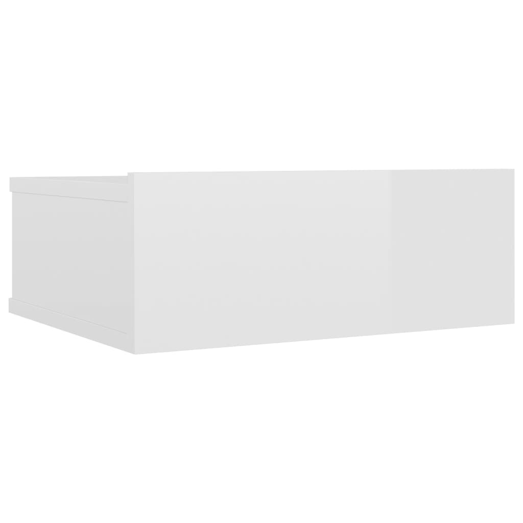 vidaXL منضدة سرير عائمة أبيض لامع 40×30×15 سم خشب مضغوط