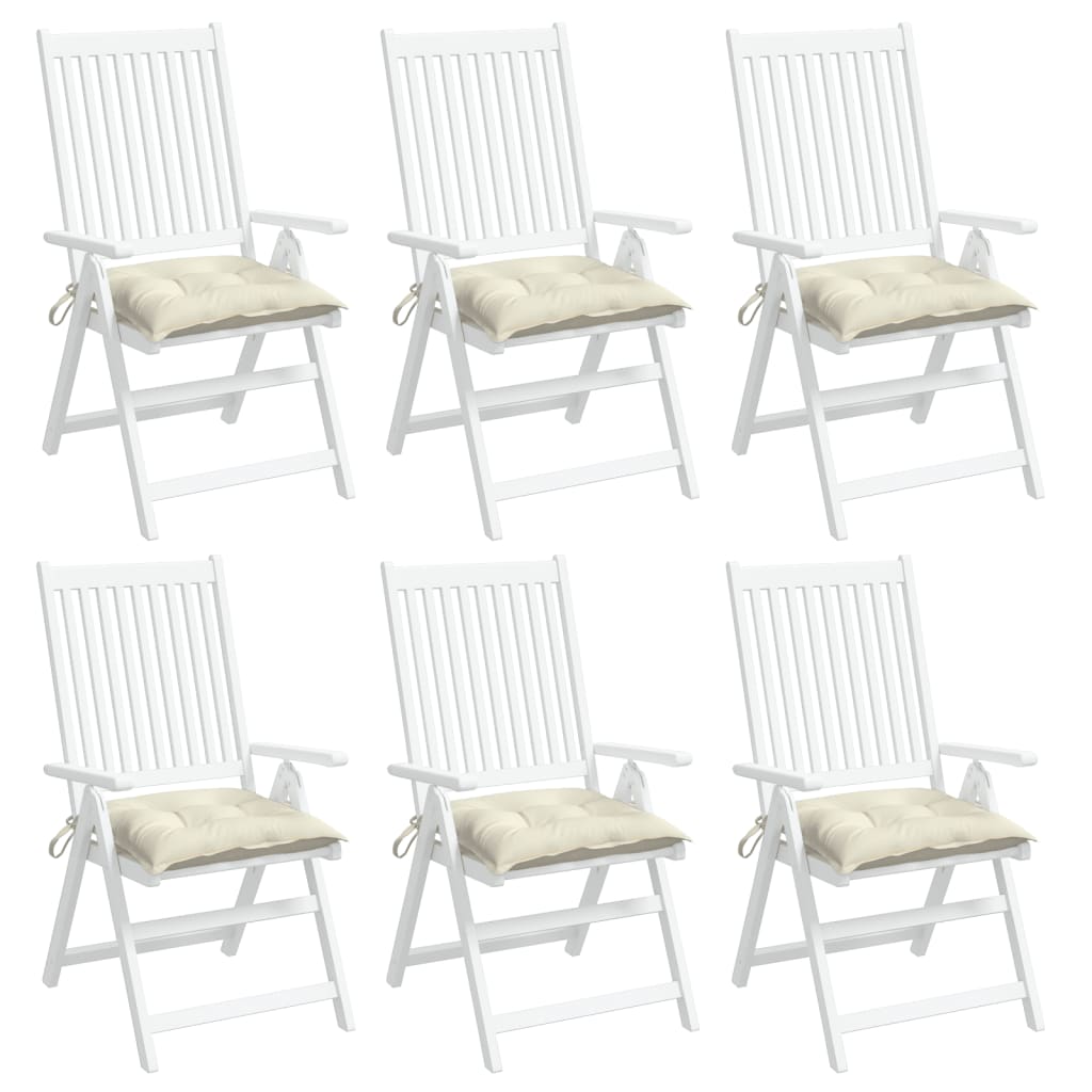 vidaXL وسائد كرسي 6 ق أبيض كريمي 50×50×7 سم قماش