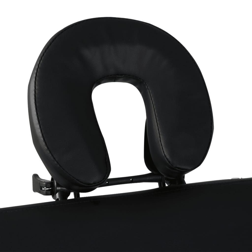 vidaXL طاولة مساج سوداء قابلة للطي 4 أقسام بإطار خشبي
