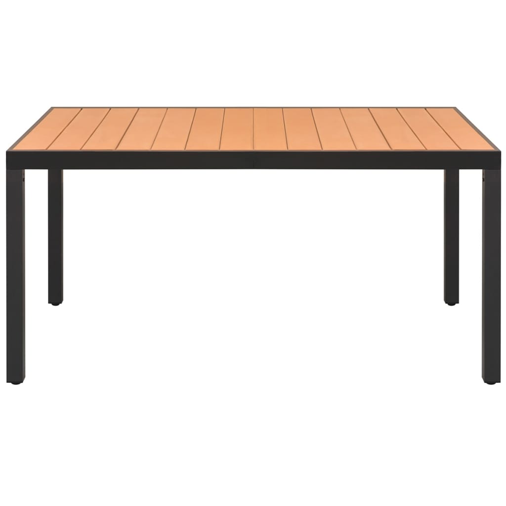 vidaXL طاولة حديقة أسود 150×90×74 سم ألومنيوم و خشب WPC